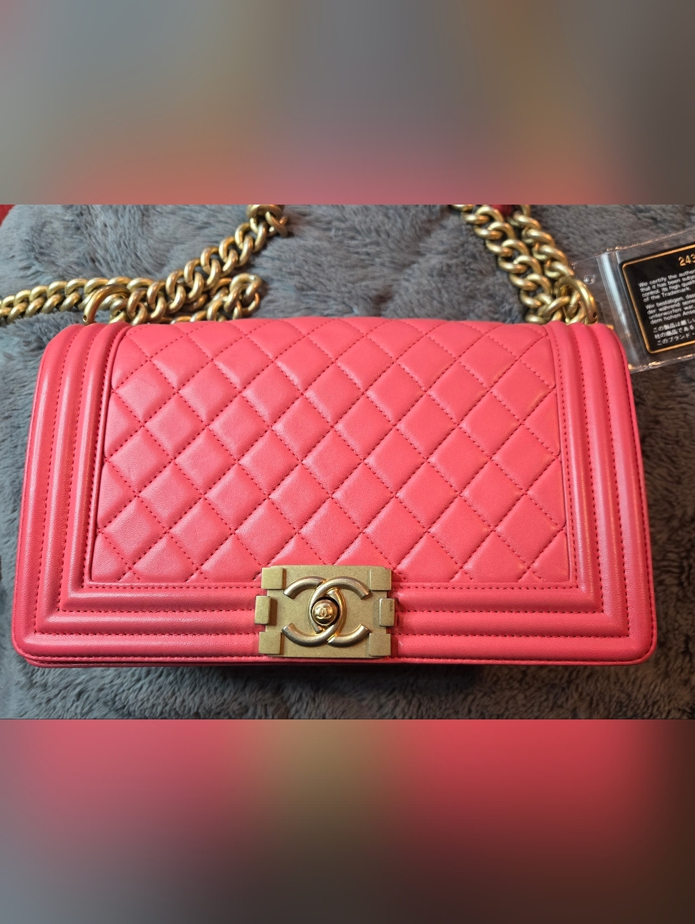 CHANEL Hot Pink Quilted Leather Boy Bag with Gold Hardware - Picture 2 of 10